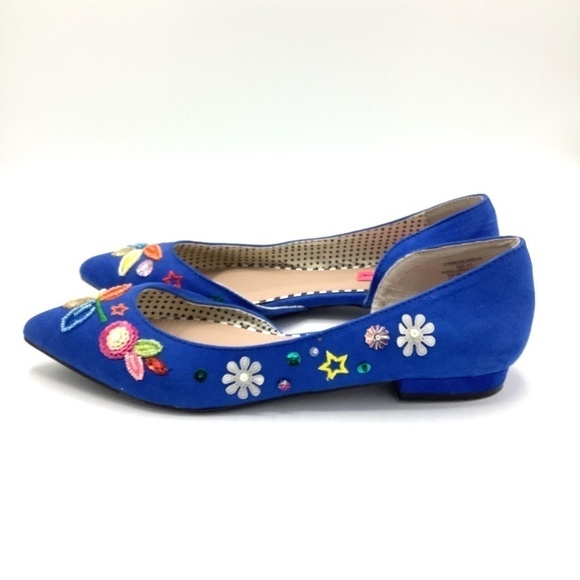 Betsey Johnson  Cypress Blue Beaded‎ Embellished Flats Size 6.5 - Picture 11 of 16
